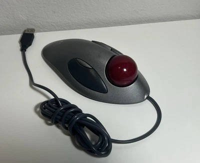 Logitech Trackman USB Red Marble Trackball Mouse T-BC21 - Image 1 of 3