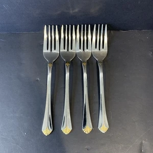 Towle SANTA BARBARA GOLD 18/8 Stainless Flatware Salad Fork 6.5" Lot of 4 - Picture 1 of 7
