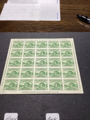 Scott# 730 - Imperforate Sheet - MNG  As Issued - 1933 Issue - Sheet of 25-LHR - Image 1 of 4