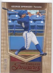 2021 PANINI CHRONICLES TIMELESS TREASURES..GEORGE SPRINGER..RED../100..BLUE JAYS - Bild 1 von 1