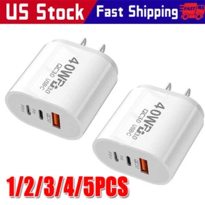 US Dual PD 40W Fast Wall Charger Power Adapter For iPhone 16 Pro Max 14 13 Plus - Picture 1 of 8