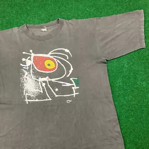 Vintage Joan Miro Fondation Maeght Shirt Mens L Black Modern Art Graphic 90s Tee - Picture 1 of 10