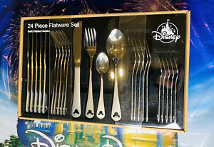 NEW Disney Parks 24 Piece Flatware Set Icon Mickey Mouse Silverware