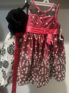 2 New Dresses Of Toddler Girls' Size 4T Christmas Party Church Dresses Of Girl - Picture 1 of 5