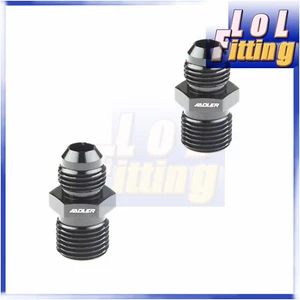 US 2PCS 6AN AN-6 Male To M16x1.5mm Thread Straight Fuel Fitting Adapter Black - Picture 1 of 6