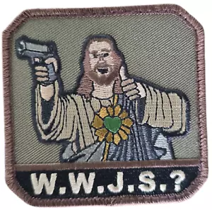 MSM W.W.J.S.? PARCHE GANCHO BOSQUE TÁCTICO MILITAR MONO JESUCRISTO MILSPEC - Imagen 1 de 2