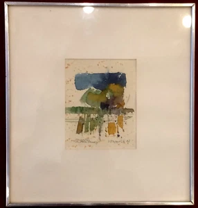 Acuarela "Composición en verde/Venecia", firmada, enmarcada bajo cristal - Imagen 1 de 3