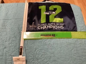 SEATTLE SEAHAWKS SUPER BOWL XLVIII (48) CHAMPIONS CAR FLAG, DOUBLE SIDED - Picture 1 of 8