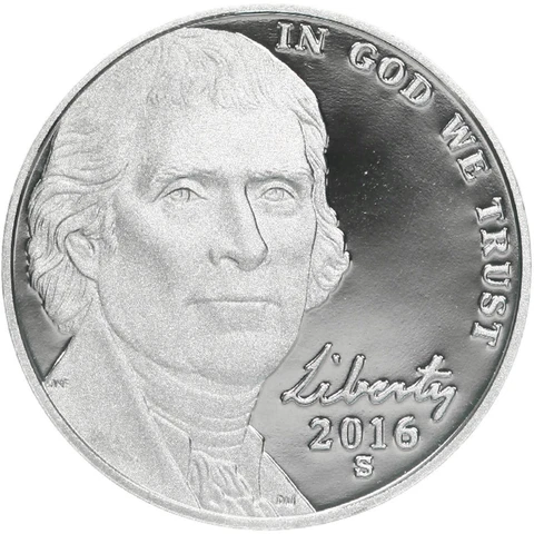 2016 S Jefferson Nickel Gem Deep Cameo Proof Coin Cover