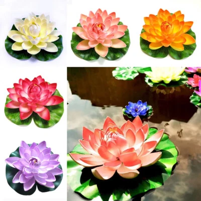 10/17CM Artificial Lotus Water Lily Flowers Floating Pool Pond Plants Decoration - image 1 of 4