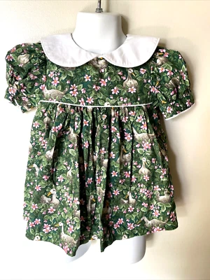 Handmade Sewn Green Duck Bird flower Girl Toddler Dress 2t (?) Collar - Image 1 of 4