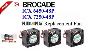 3x Brocade ICX 7250-48P, ICX 6450-48P (Plug-and-Play) Replacement Fans - Picture 1 of 8