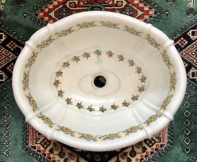 Fregadero de porcelana italiana pintada vintage festoneado jardín Italia mano Foto 1 de 4