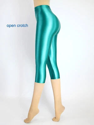 Sexy Leggings para Mujer MJINM Satén Brillante Opaco Brillante Pantalón Recortado Hasta la Rodilla Foto 1 de 4