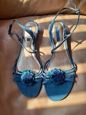 Bandolino Vintage Blue Suede Flat Wedge Sandals Size 10M MSRP $65 - Image 1 of 4