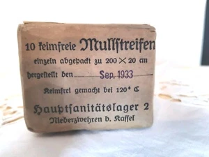 Original 1933 Mullbinden, Wehrmacht, aus  Lazarett Arzt Bestand, Sanitäter Ware - Bild 1 von 7