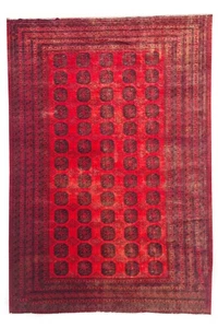 Hand Knotted Vintage Afghan Turkmen Felpah Wool Area Rug 12 x 8 Ft (1496 Ger-4) - Picture 1 of 10