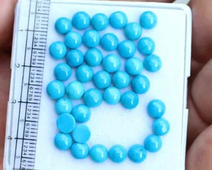 20.80 Ct 5.1 Mm Round Natural Arizona Nailing Blue Turquoise Loose Gemstone Lot - Picture 1 of 4