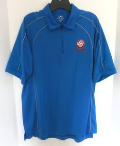 MENS ARM & HAMMER 1/4 ZIP BRIGHT BLUE POLO SHIRT W/ GRAY TRIM SIZE LARGE - Picture 1 of 7