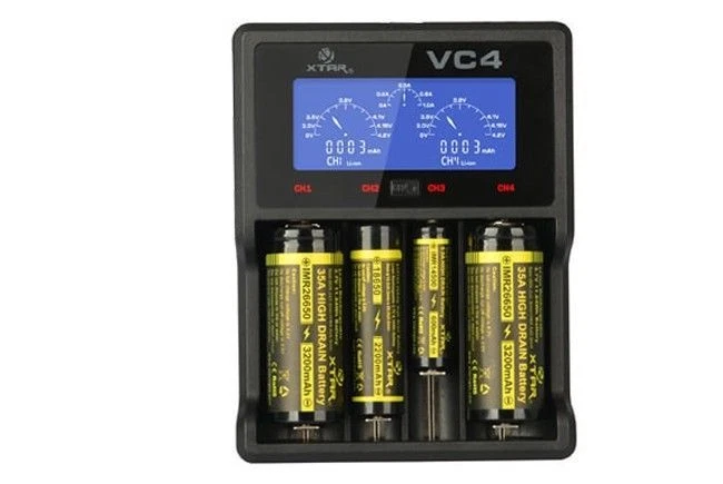 XTAR VC4 Ladegerät USB LCD 4 Schlitz Smart Für LI-ION Nimh Batterie 18650 22650