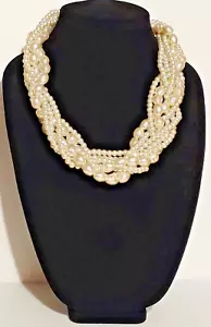 COLLANA INTRECCIATA DESIGNER PASSERELLA DICHIARAZIONE SUGARFIX MULTIFILO PERLE FINTE WOW! - Foto 1 di 9