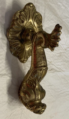 Vintage heavy Brass Door Knocker Gargoyle Dragon Fish Sea Creature LOT 3-309 Cover