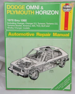 Dodge Omni Plymouth Horizon Haynes KFZ Reparaturanleitung 78-1990 Charger - Bild 1 von 2