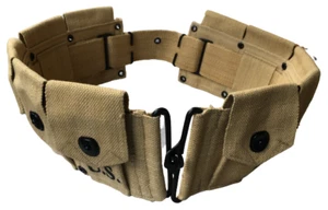 U.S.WWII Springfield M1923 Garand Cartridge Canvas 10 Pocket Belt Khaki - Picture 1 of 5
