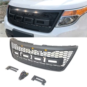 With LED Lights Front Bumper Air Grille Gray Fit For Ford Explorer 2011-2015 - Picture 1 of 3