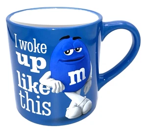 M & M' Ceramic coffee mug in blue - Picture 1 of 4