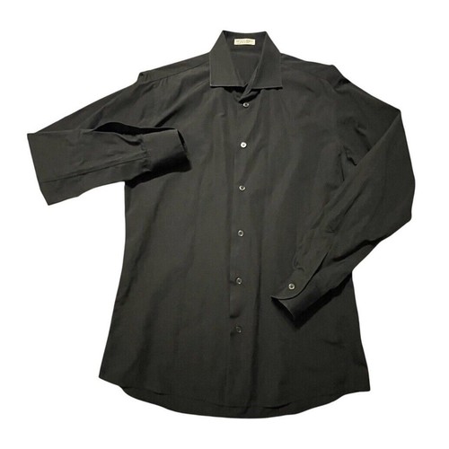 BOTTEGA VENETA Camicia Bottega Venetta Uomo Taglia 39 15 5 Nera Moderna LS Bottoni Tinta Unita Italia