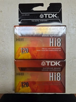 Novo em folha lacrado pacote com 2 fitas cassete de vídeo TDK Hi8 filmadora MP 120 Japão - Imagem 1 de 2