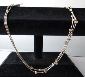 UNUSUAL HANDMADE 925 SILVER HALLMARKED THREE STRAND GOLD PEA BEADS NECKLACE - Picture 1 of 9
