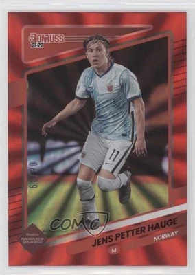 Holo láser rojo Panini Donruss Road to Qatar 2021-22 6/99 Jens Petter Hauge 0j5z Foto 1 de 3