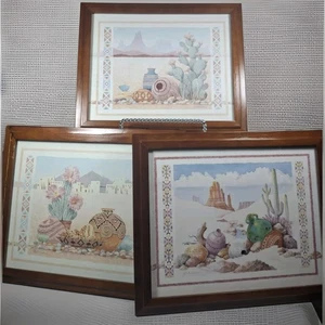 Gloria ERIKSEN Southwestern Desert Prints Set Of 3 Framed 1980's-90's Decor - Picture 1 of 13