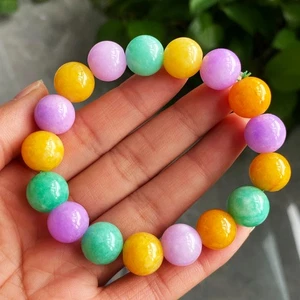 12mm Natural hetian color Jade Gemstone Beads Bracelet - Picture 1 of 6