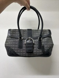 Vtg Y2K Coach 6821 Hamptons Soho Signature Canvas & Leather Buckle Flap Satchel - Picture 1 of 21