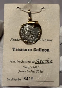 Nuestra Señora de Atocha Shipwreck Treasure Replica Silver Coin Pendant with COA - Picture 1 of 6