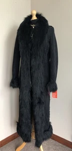For Women NEW Faux Suede Faux Fur long Maxi penny lane Afghan Coat Size 12 - Picture 1 of 16