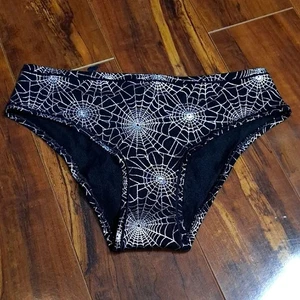 New Victoria's Secret PINK Black and Silver Cheeky Panty Halloween Size Large - Picture 1 of 4