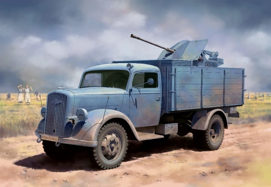 GERMAN 3t 4x2 CARGO TRUCK W/2 cm FLAK 38 (2 IN 1) KIT 1:35 - Immagine 1 di 1