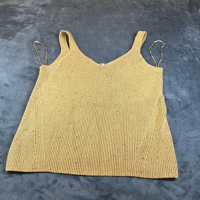 Camiseta sin mangas Old Navy sin mangas con cuello en V tejida amarilla mostaza para mujer grande alta nueva sin etiquetas Foto 1 de 4