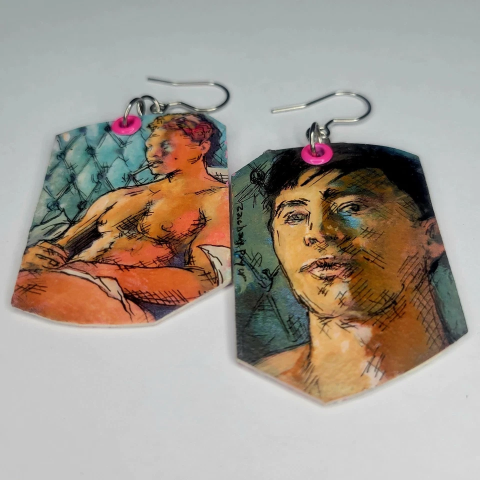Pendientes pintados a mano Heated Rivalry Ilya Rozanov Shane Hollander Gay Romance Foto 1 de 4