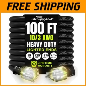 100 Fuß Outdoor/Indoor Verlängerungskabel, Schwerlast 12/3 Stärke - Bild 1 von 10