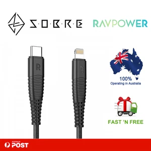 RAVPower Lightning to USB-C Type C Cable Fast Charge MFi Certified iPhone 1m - Picture 1 of 8