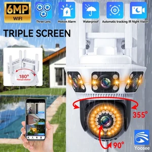 Three Lens PTZ IP Camera Outdoor HD Three Screen WiFi Security Cam Night Vision - Picture 1 of 21