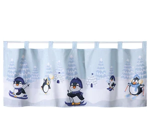 heimtexland ® Scheibengardine Winter Deko Kinderzimmer Gardine Pinguine Typ651 - Bild 1 von 3
