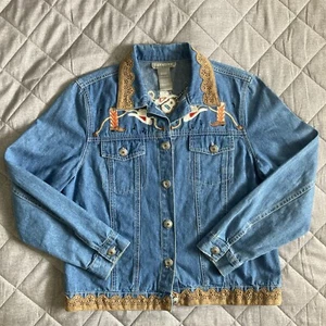 Western Blue Denim Jacket Women’s Medium Country Music Nashville Cute Rodeo - Picture 1 of 11