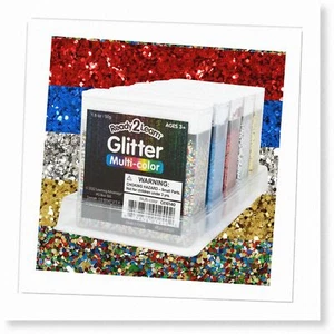 SparkleCraft 5-Piece Glitter Kit - Red, Blue, Silver, Gold, and Multicolor - 1.8 - Picture 1 of 7