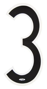 Neal Enterprises PROLINE 6" Number Plate Number #3 BLACK with WHITE outline NOS! - Picture 1 of 1
